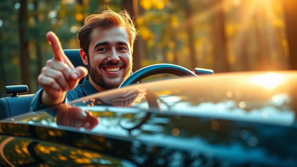 Driver admiring their car