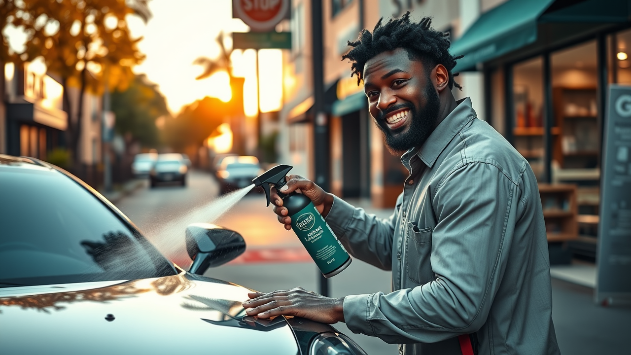 mobile auto detailing orange ca technician prepping car in sunny Southern California driveway