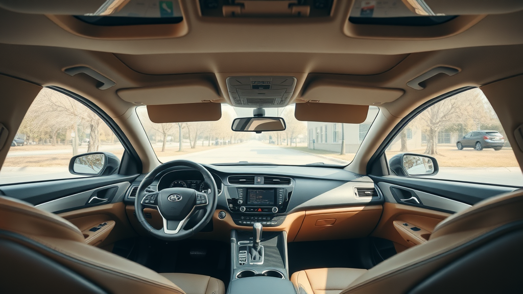 Freshly detailed car interior by professional auto detailing Orange CA - pristine dashboard and leather seats