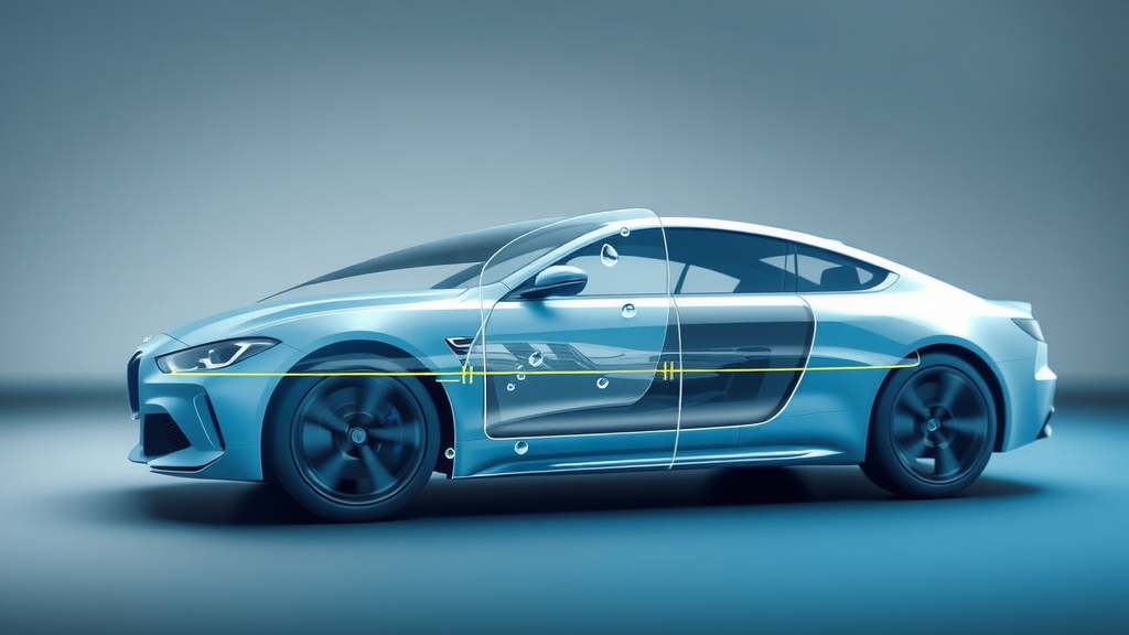 Technical cross-section of ceramic coating protecting car paint, repelling water droplets