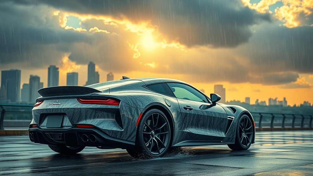 Ceramic coated car exposed to acid rain, harsh sunlight, and chemical splash as environmental hazards