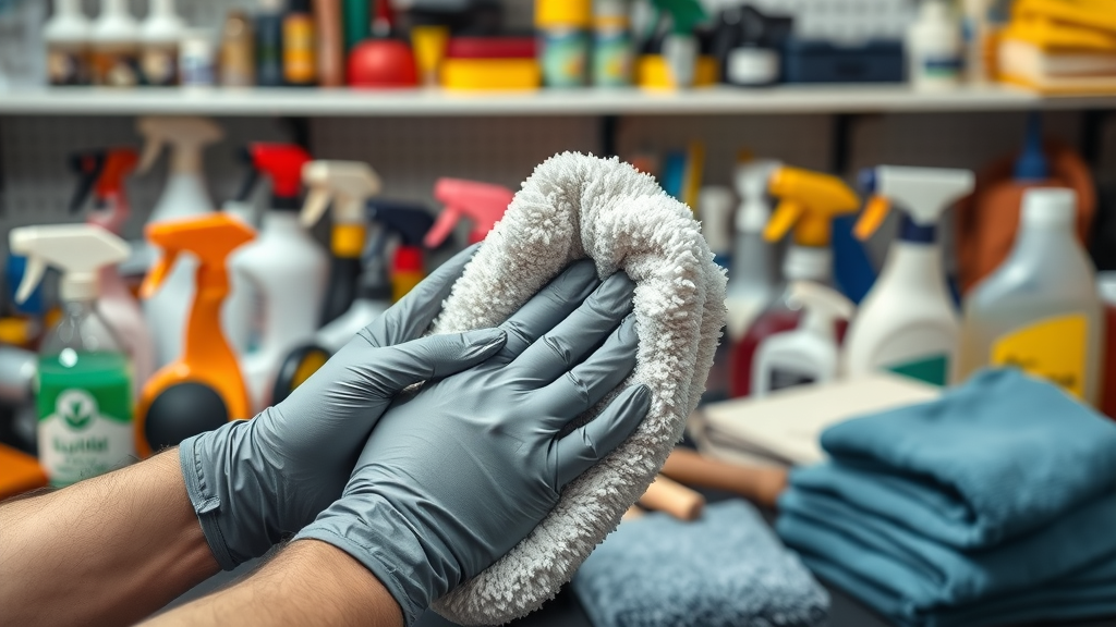 selection of premium car cleaning tools including soft microfiber wash mitt for ceramic coated vehicles.