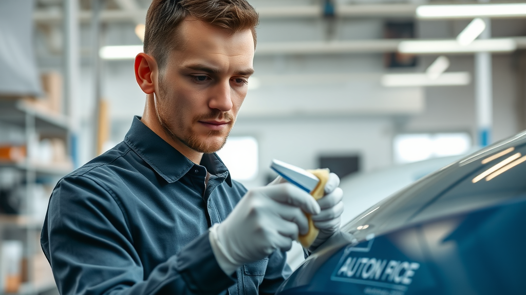 Technician applying ceramic coating with microfiber applicator for optimal results using the best products for ceramic coating