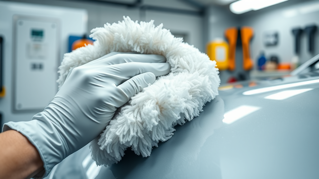 fluffy microfiber wash mitt for ceramic coating washing techniques, preventing swirl marks on coated car surfaces