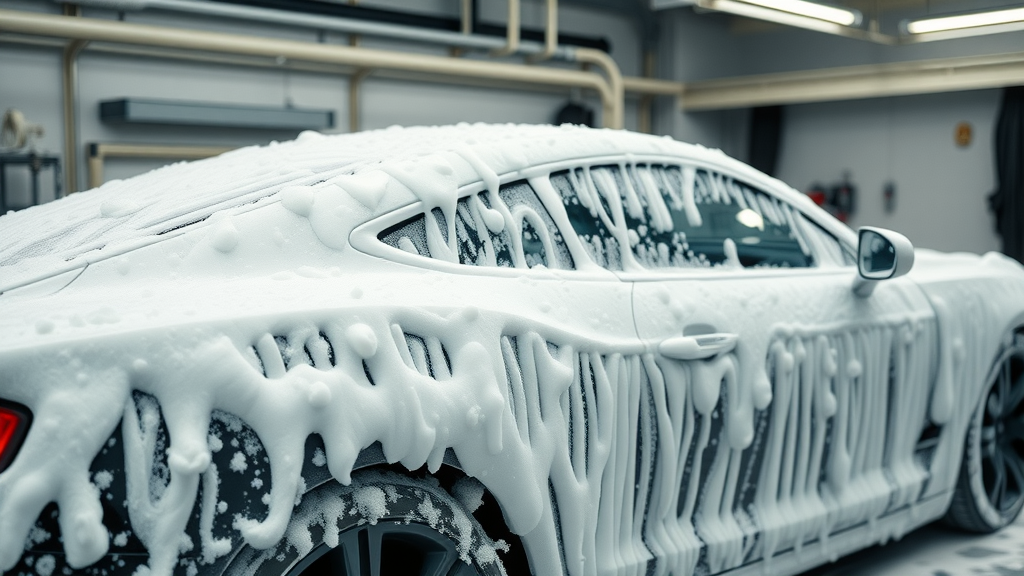 thick snow foam on ceramic coated car, advanced foam technique for cleaning ceramic coated vehicles, ensures maximum paint protection